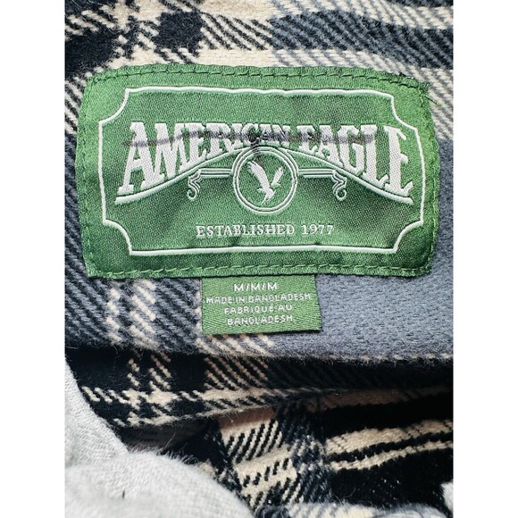AMERICAN EAGLE Removable Hooded Gray Flannel Thick Shirt Men's MEDIUM NWOT - Picture 5 of 9